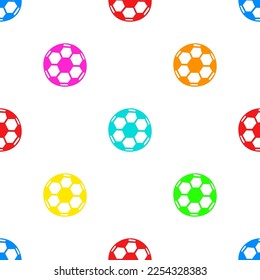 Bright seamless illustration with soccer balls. Vector drawing on a white background.