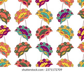 Brillante patrón indio sin fisuras. Fantasía turca adorno de flores. Diseño para web, tela, textil, cubierta, invitación, decoración, impresión, afiche, papel envolvente