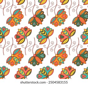 Bright seamless Indian pattern. Turkish fantasy flowers ornament. Design for web, fabric, textile, cover, invitation, decoration, print, poster, wrapping paper