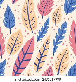 Helle nahtlose isolierte Gefieder Form Hintergrund. Lebendige kontinuierliche organische Quill-Kunstwerke, nahtlose Vektor. Weiße repetitive indische Federn Ornament Hintergrund. Federkleid