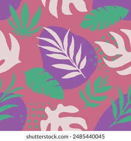 Bright Seamless Nature Organic Element Pattern. Orange Seamless Fashion Spring Watercolor, Seamless Wallpaper. Vibrant Endless Color Foliage Template Background. 