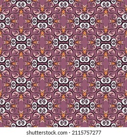 Bright Seamless Oriental Background, Abstract Vintage Scrollwork Elements. Great For Decorating Fabrics, Textiles, Gift Wrapping Design, Any Printed Materials, Including Advertising.