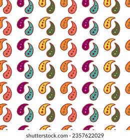 Helles, nahtloses Paisley-Muster. Indische Fantasy-Blumen-Ornament. Türkisches Gurken-Design für Web, Gewebe, Textilien, Cover, Einladung, Dekoration, Druck, Poster, Packpapier