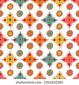 Bright seamless paisley pattern. Indian fantasy flowers ornament. Turkish cucumber design for web, fabric, textile, cover, invitation, decoration, print, poster, wrapping paper