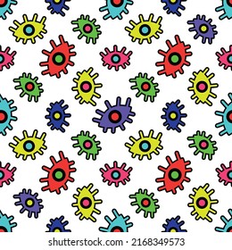 Bright seamless pattern of abstract eyes on a white background. Vector illustration 