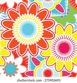 Bright seamless pattern with abstract flowers