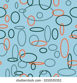 Bright Seamless Pattern. Abstract Geometric Background with Colorful Circles and Ellipses. Texture for Cloth, Dress, Linen, Textile, Paper.