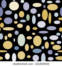 Bright Seamless Pattern. Abstract Geometric Background with Colorful Circles and Ellipses. Texture for Cloth, Dress, Linen, Textile, Paper.