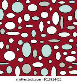 Bright Seamless Pattern. Abstract Geometric Background with Colorful Circles and Ellipses. Texture for Cloth, Dress, Linen, Textile, Paper.