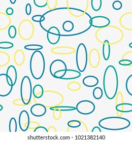 Bright Seamless Pattern. Abstract Geometric Background with Colorful Circles and Ellipses. Texture for Cloth, Dress, Linen, Textile, Paper.