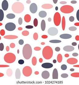 Bright Seamless Pattern. Abstract Geometric Background with Colorful Circles and Ellipses. Texture for Cloth, Dress, Linen, Textile, Paper.