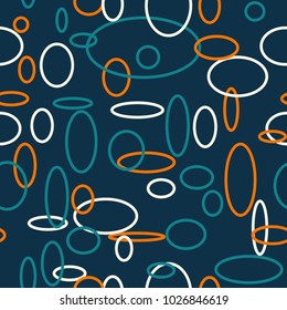Bright Seamless Pattern. Abstract Geometric Background with Colorful Circles and Ellipses. Texture for Cloth, Dress, Linen, Textile, Paper.