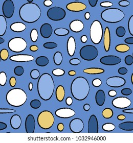 Bright Seamless Pattern. Abstract Geometric Background with Colorful Circles and Ellipses. Texture for Cloth, Dress, Linen, Textile, Paper.