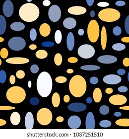 Bright Seamless Pattern. Abstract Geometric Background with Colorful Circles and Ellipses. Texture for Cloth, Dress, Linen, Textile, Paper.