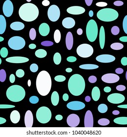 Bright Seamless Pattern. Abstract Geometric Background with Colorful Circles and Ellipses. Texture for Cloth, Dress, Linen, Textile, Paper.