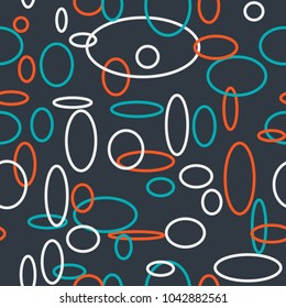 Bright Seamless Pattern. Abstract Geometric Background with Colorful Circles and Ellipses. Texture for Cloth, Dress, Linen, Textile, Paper.