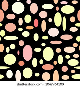 Bright Seamless Pattern. Abstract Geometric Background with Colorful Circles and Ellipses. Texture for Cloth, Dress, Linen, Textile, Paper.
