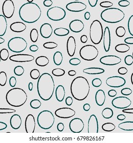 Bright Seamless Pattern. Abstract Geometric Background with Colorful Circles and Ellipses. Texture for Cloth, Dress, Linen, Textile, Paper.