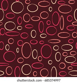 Bright Seamless Pattern. Abstract Geometric Background with Colorful Circles and Ellipses. Texture for Cloth, Dress, Linen, Textile, Paper.