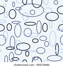 Bright Seamless Pattern. Abstract Geometric Background with Colorful Circles and Ellipses. Texture for Cloth, Dress, Linen, Textile, Paper.
