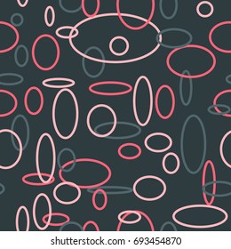 Bright Seamless Pattern. Abstract Geometric Background with Colorful Circles and Ellipses. Texture for Cloth, Dress, Linen, Textile, Paper.