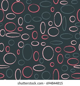 Bright Seamless Pattern. Abstract Geometric Background with Colorful Circles and Ellipses. Texture for Cloth, Dress, Linen, Textile, Paper.
