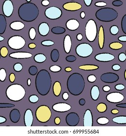 Bright Seamless Pattern. Abstract Geometric Background with Colorful Circles and Ellipses. Texture for Cloth, Dress, Linen, Textile, Paper.