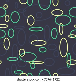 Bright Seamless Pattern. Abstract Geometric Background with Colorful Circles and Ellipses. Texture for Cloth, Dress, Linen, Textile, Paper.