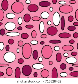 Bright Seamless Pattern. Abstract Geometric Background with Colorful Circles and Ellipses. Texture for Cloth, Dress, Linen, Textile, Paper.