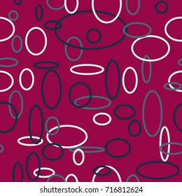 Bright Seamless Pattern. Abstract Geometric Background with Colorful Circles and Ellipses. Texture for Cloth, Dress, Linen, Textile, Paper.