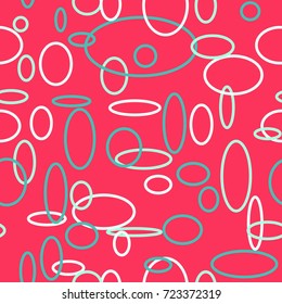 Bright Seamless Pattern. Abstract Geometric Background with Colorful Circles and Ellipses. Texture for Cloth, Dress, Linen, Textile, Paper.