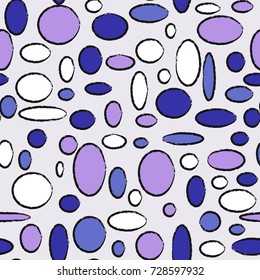 Bright Seamless Pattern. Abstract Geometric Background with Colorful Circles and Ellipses. Texture for Cloth, Dress, Linen, Textile, Paper.