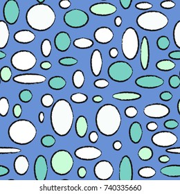 Bright Seamless Pattern. Abstract Geometric Background with Colorful Circles and Ellipses. Texture for Cloth, Dress, Linen, Textile, Paper.