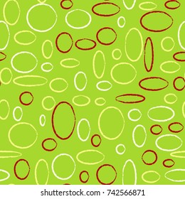 Bright Seamless Pattern. Abstract Geometric Background with Colorful Circles and Ellipses. Texture for Cloth, Dress, Linen, Textile, Paper.