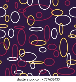 Bright Seamless Pattern. Abstract Geometric Background with Colorful Circles and Ellipses. Texture for Cloth, Dress, Linen, Textile, Paper.