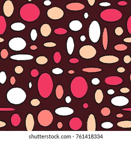 Bright Seamless Pattern. Abstract Geometric Background with Colorful Circles and Ellipses. Texture for Cloth, Dress, Linen, Textile, Paper.