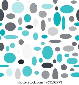 Bright Seamless Pattern. Abstract Geometric Background with Colorful Circles and Ellipses. Texture for Cloth, Dress, Linen, Textile, Paper.