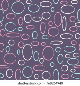 Bright Seamless Pattern. Abstract Geometric Background with Colorful Circles and Ellipses. Texture for Cloth, Dress, Linen, Textile, Paper.