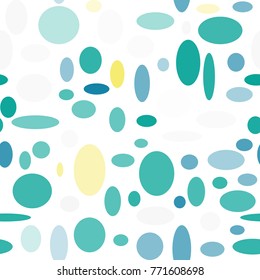 Bright Seamless Pattern. Abstract Geometric Background with Colorful Circles and Ellipses. Texture for Cloth, Dress, Linen, Textile, Paper.