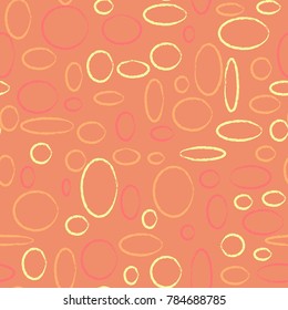 Bright Seamless Pattern. Abstract Geometric Background with Colorful Circles and Ellipses. Texture for Cloth, Dress, Linen, Textile, Paper.