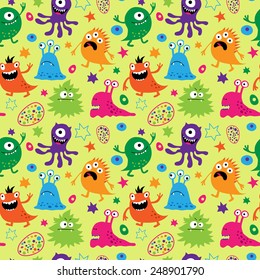 Bright seamless pattern with a aliens