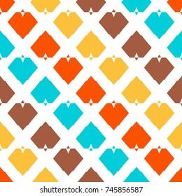 Bright seamless pattern with alternate colorful geometric elements.