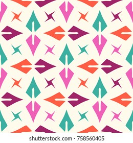 Bright seamless pattern with alternate colorful geometric elements.