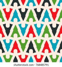 Bright seamless pattern with alternate colorful geometric shapes.