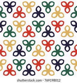 Bright seamless pattern with alternate colorful geometric elements.