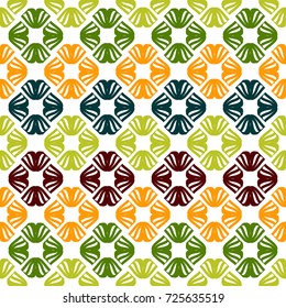 Bright seamless pattern with alternate geometric elements.
