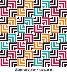 Bright seamless pattern with alternate geometric elements.
