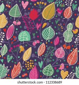 Bright seamless pattern. Autumn leafs. Romantic background