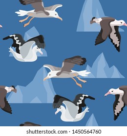 bright seamless pattern with birds albatross from antarctica