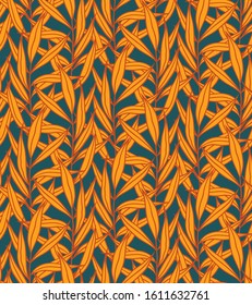 bright seamless pattern with botanical ornament and hand drawn elements